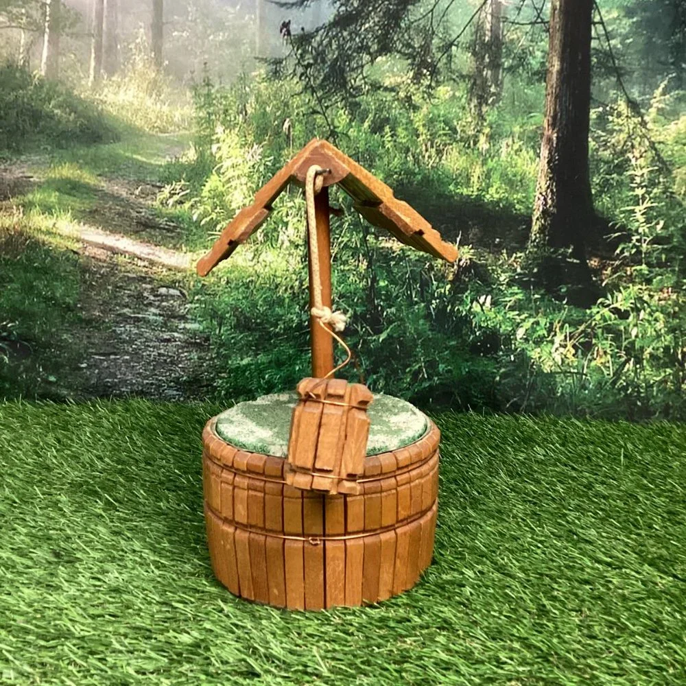Vintage Wishing Well Planter Wooden Table Top